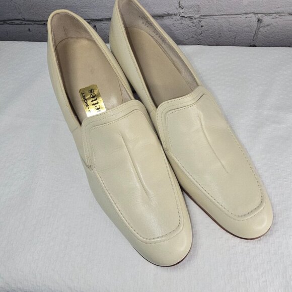 FOOT-SO-PORT STEPETTES VINTAGE BEIGE PUMPS SQUARE TOE BLOCK HEEL WOMENS SIZE 10 - Picture 2 of 8
